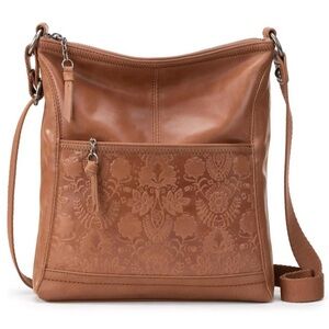 The Sak Lucia Crossbody Leather Bag - Tobacco Floral Embossed